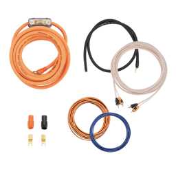 VOLT/4 4AWG (21mm) 100A Mini-ANL Fused Prewired & Crimped 5m Super Flexible Amplifier Wiring Kit (30%OFC/1176 Strand)